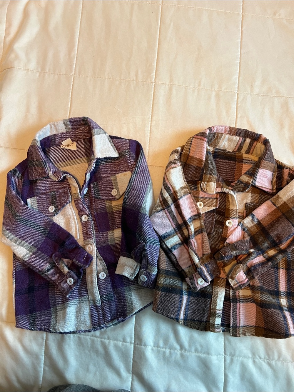 Infant Plaid Button-Down Shirt - Purple & Pink